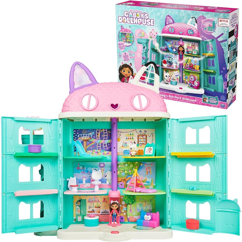 Gabbyâ€™s Dollhouse, Purrfect Dollhouse with 15 Pieces including Toy Figures